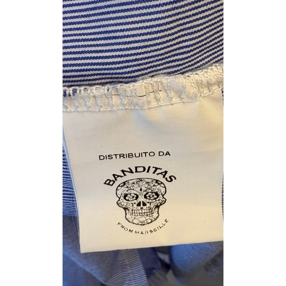 Banditas from Marseille Shirt Dress Maxi OS Blue Smocked Pinstripe OVERSIZED - Picture 6 of 11